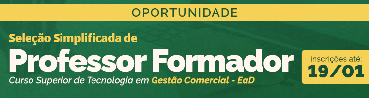 Professor Formador para curso Tecnologia em Gestão Comercial