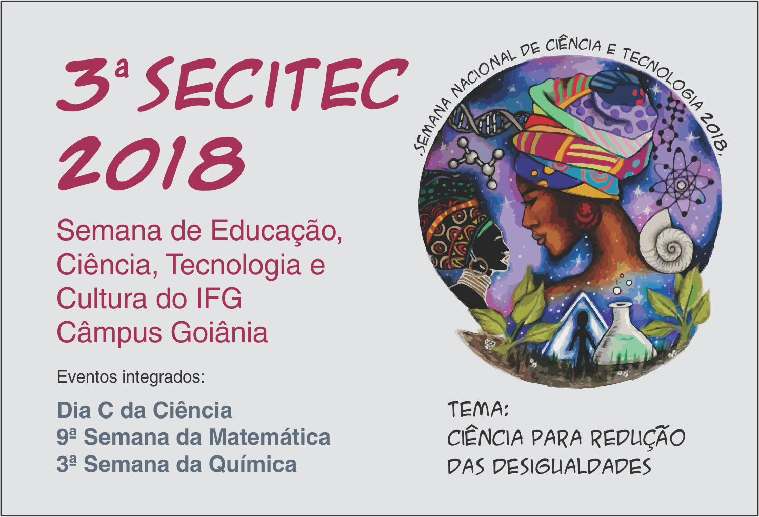 Banner ilustração da Secitec 2018 do Câmpus Goiânia