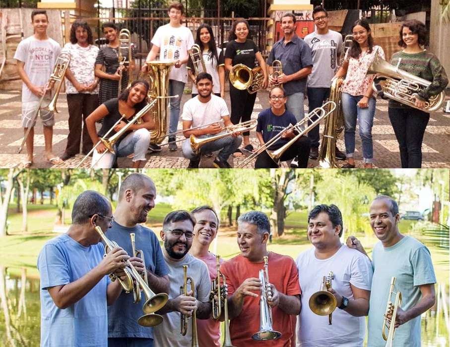 Grupo de Metais (acima) e Trompetes do Cerrado (abaixo)