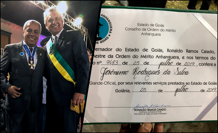 Comenda recebida é a mais alta honraria concedida pelo Governo de Goiás