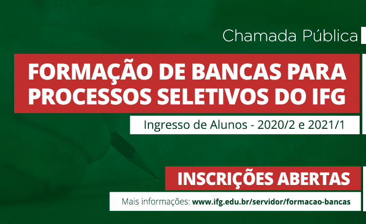 Banner de divulgação da seleção para formação de bancas examinadoras do IFG