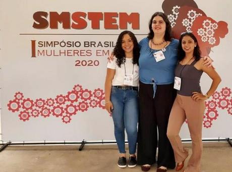 Gabrielly Cândido Vaz, Adriana Martins e Thalia Gabrielle de Jesus participaram do I SMSTEM, no ITA, em São Paulo