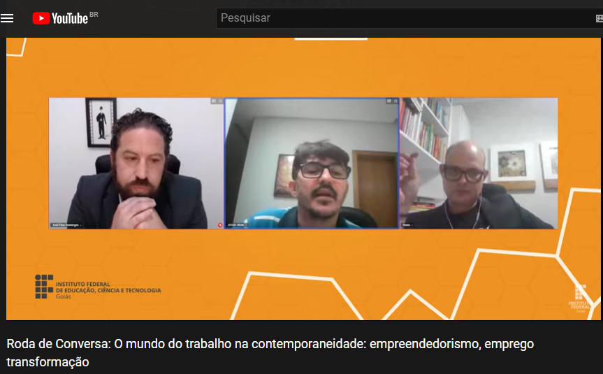 Professores José Elias, Josué Vidal e Ronis Faria participam da última roda de conversa do II Extensiona