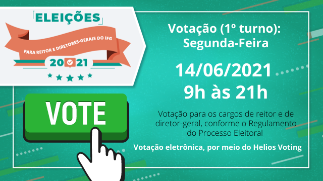 IFG realiza eleições gerais na próxima segunda, dia 14 IFG realiza eleições gerais na próxima segunda, dia 14