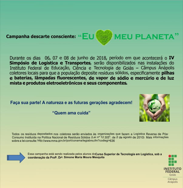 Campanha de descarte consciente será realizada durante o Simpósio Campanha de descarte consciente será realizada durante o Simpósio