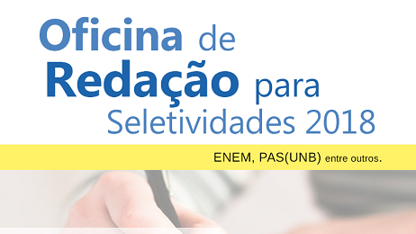 Inscrições para Oficina de Redação para Seletividades estarão abertas de 18 a 29 de junho