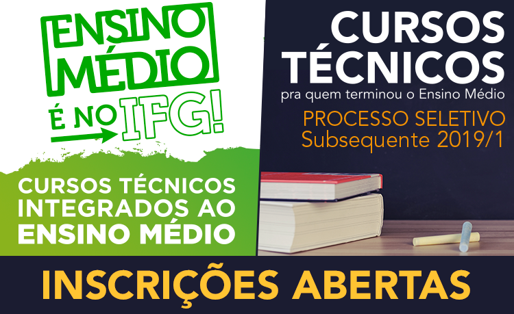 Inscrições abertas para cursos técnicos integrados ao Ensino Médio e para cursos técnicos subsequentes a quem já terminou o Ensino Médio