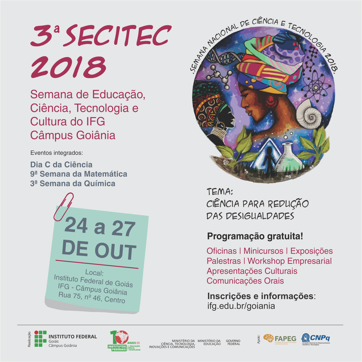 cartaz da 3ª Secitec do Câmpus Goiânia