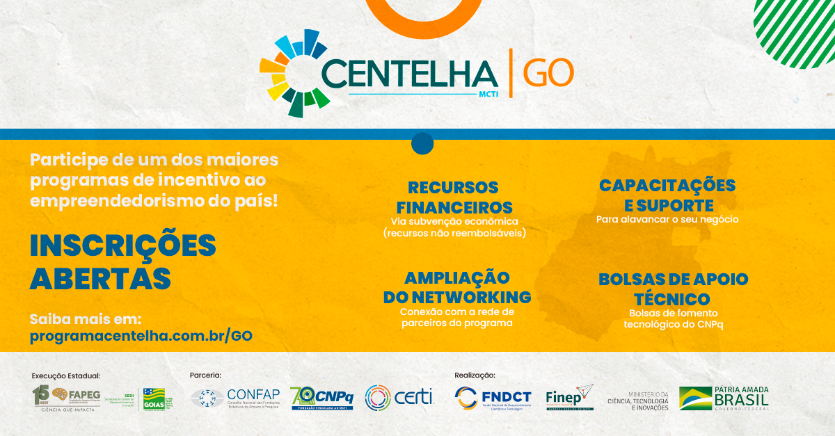 Serão apoiados projetos nas áreas de Automação; Big Data; Biotecnologia e Genética; Blockchain; Design; Eletroeletrônica; Geoengenharia; Inteligência Artificial e Machine Learning; Internet das Coisas (IoT); entre outras Serão apoiados projetos nas áreas de Automação; Big Data; Biotecnologia e Genética; Blockchain; Design; Eletroeletrônica; Geoengenharia; Inteligência Artificial e Machine Learning; Internet das Coisas (IoT); entre outras