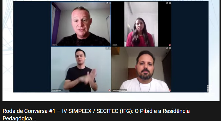 Roda de conversa sobre Pibid e a Residência Pedagógica (RP) na formação docente no IFG é realizada durante o Simpeex Roda de conversa sobre Pibid e a Residência Pedagógica (RP) na formação docente no IFG é realizada durante o Simpeex