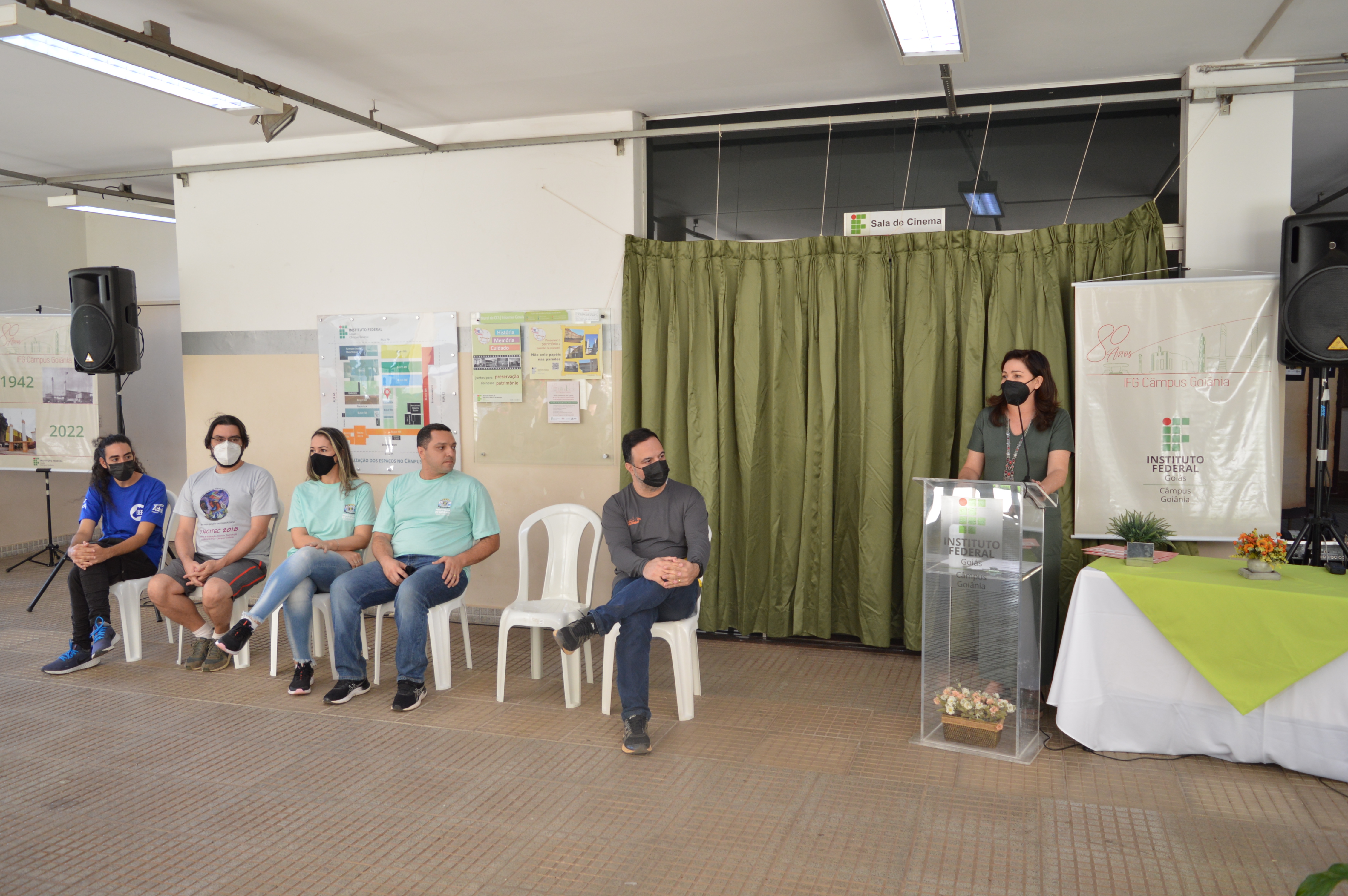 Diretora-geral do Câmpus Goiânia, professora Adriana Reis, discursou durante a solenidade de comemoração dos 80 anos do câmpus Diretora-geral do Câmpus Goiânia, professora Adriana Reis, discursou durante a solenidade de comemoração dos 80 anos do câmpus